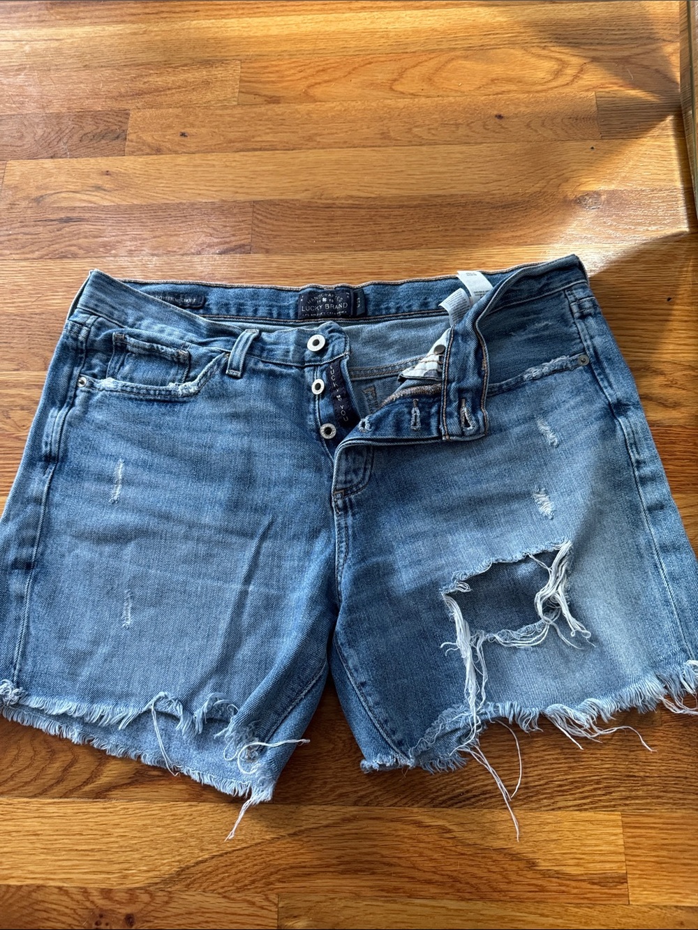 Lucky Brand Faded Blue Distressed Denim Shorts